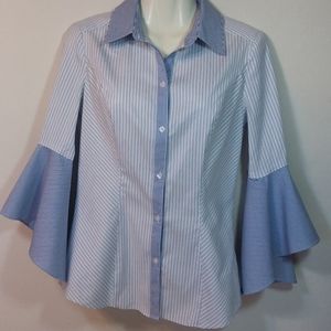 White House/Black Market Blue & White Stripe Top